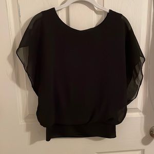 Black syuer small woman’s sheer blouse